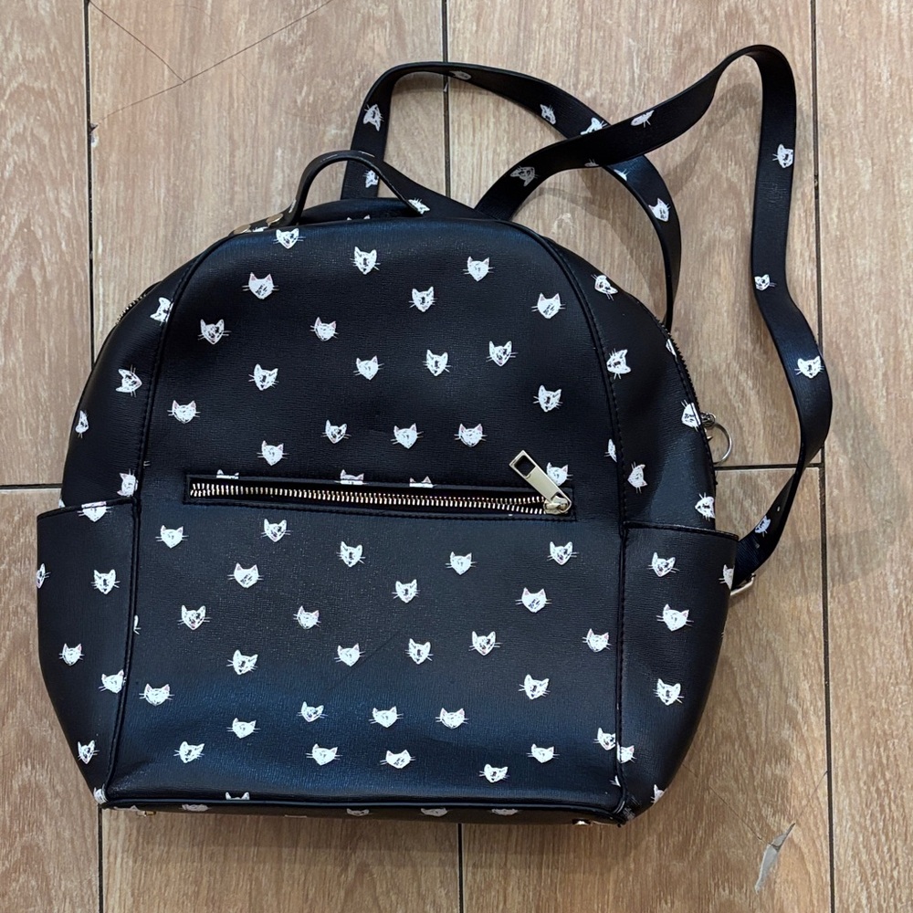 Black Cat Print Backpack